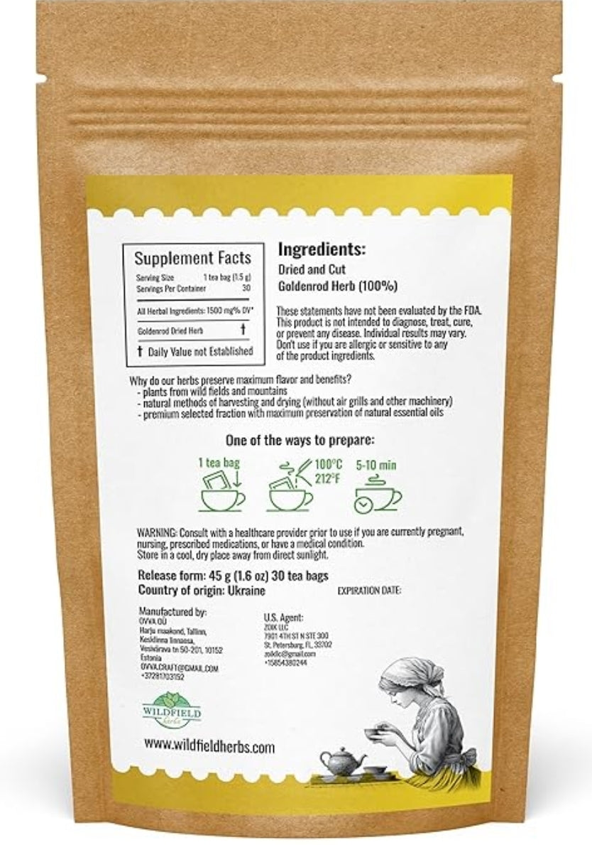 Goldenrod Tea Herb - 30 Bags (45g) | WILDFIELD HERBS